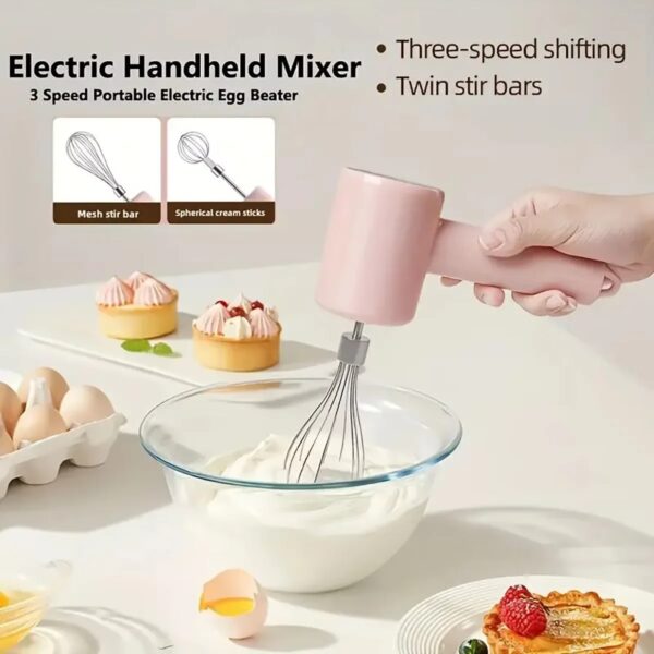 Eén draagbare elektrische eierklopper en mixer - opladen via USB, draagbaar, bediening met 3 snelheden, geschikt voor taarten, koekjes, enz. - AliExpress 6