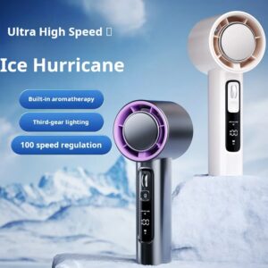 Hoge snelheid handventilator met 5000 mAh batterij 100 snelheidsinstellingen Traploze motor LED-zaklamp en batterij-indicator - AliExpress 6