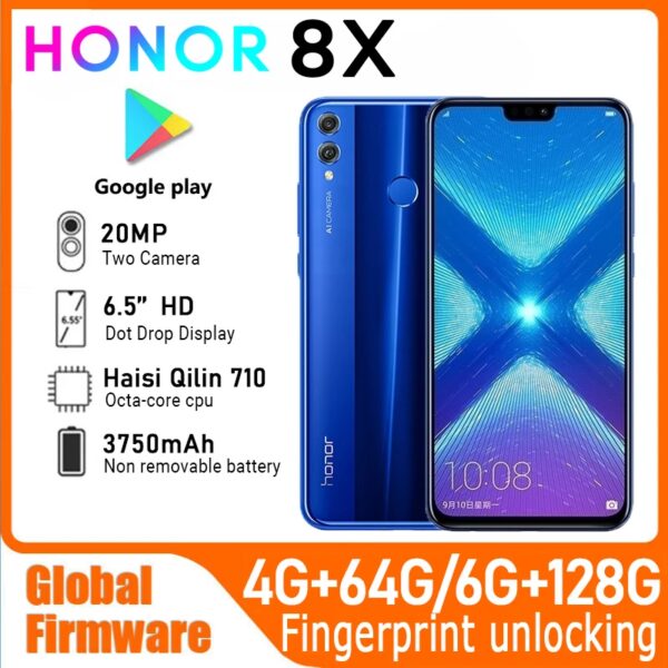 HONOR 8X Smartphone Global firmware CPU Haisi Qilin 710 6,5-inch 3750mAh achteruitrijcamera 20MP gebruikte telefoon - AliExpress 509