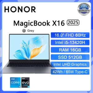 HONOR MagicBook X16 2025 Laptop Intel Core i5-13420H i7-13620H RAM 16GB SSD 512GB 1TB 16