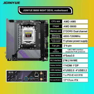 JGINYUE AM5 Moederbord ondersteunt AMD Ryzen 7000-serie CPU-processors DDR5 dual channel Geheugen RAM ITX B650i Night Devil - AliExpress 7