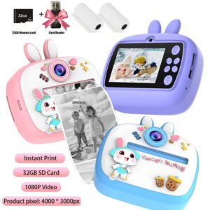 Kinderen Digitale Camera Instant Print voor Kinderen Thermische Print Konijn Camera Instant Foto Afdrukken Camera Video Speelgoed + 32G Geheugen C - AliExpress 44
