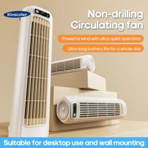 KINSCOTER Draagbare airconditionerventilator 2000 mAh Stille desktoptorenventilator Muur Niet-borende circulatieventilator 3 snelheden instelbaar - AliExpress 6