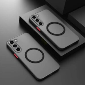 Luxe Magsafe Draadloze Lading Case Voor Samsung Galaxy S20 S21 S22 S23 FE S24 Plus S24Ultra Schokbestendig Matte Clear Back cover - AliExpress 202192403
