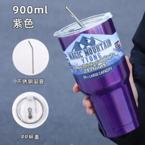 Magische roestvrijstalen bevriezingsthermosbeker met rietje IJskoffie Drinken Vacuüm geïsoleerde fles Reizen Outdoor Bergbeker voor papa - AliExpress 15