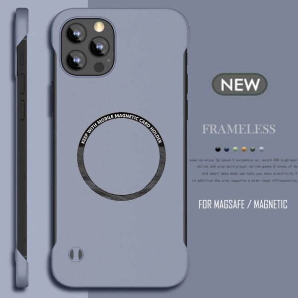 Ultradunne frameloze voor iPhone 14 15 Pro Max Plus 13 12 11 Pro Mini XS Max Magsafe magnetische draadloze opladen harde pc-behuizing - AliExpress 202192403