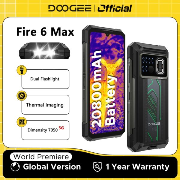 Wereldpremière DOOGEE Fire 6 Max 5G Robuuste telefoon Afmeting 7050 Thermische beeldvorming 6,72 inch Dubbele zaklamp 20800 mAh batterij Mobiele telefoon - AliExpress 509