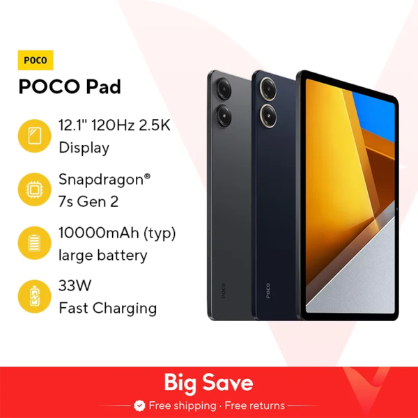 [Wereldpremière] POCO Pad 12,1 '' 120 Hz 2,5K display Leeuwebek 7s Gen 2 Octa-core processor 33 W 10000 mAh batterij Quad-luidsprekers - AliExpress 7