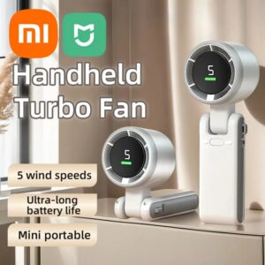 Xiaomi Fan Handheld Mini Turbo Fan USB Desktop Fan Borstelloze motor Draagbare hangende nek Kleine ventilator Camping Bergbeklimmen - AliExpress 6
