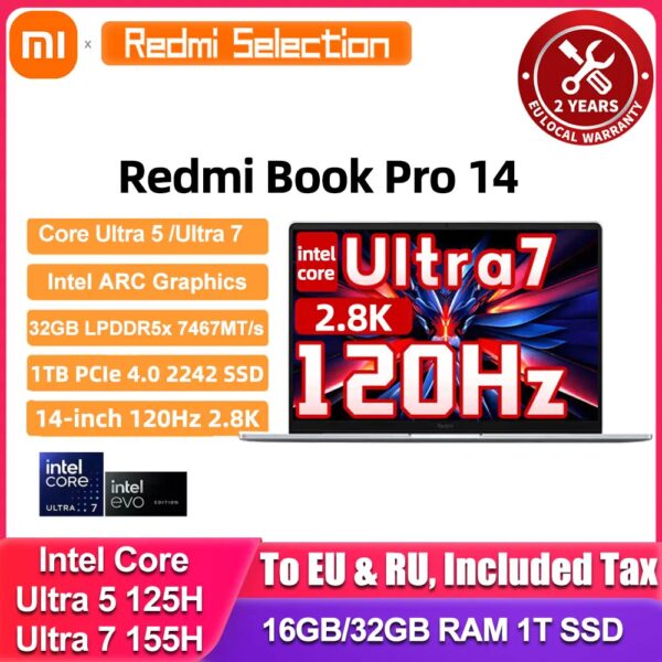 Xiaomi RedmiBook Pro 14 Laptop Ultra 5-125H/Ultra 7-155H ARC Graphics 32GB DDR5 1T SSD 14-inch 2.8K 120Hz Scherm Notebook PC - AliExpress 7