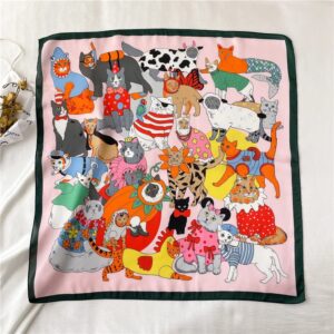 2024 Zijden Sjaal Print Hoofddoek Kat Haar Wrap Halsdoek Vrouwelijke Satijnen Vierkante Sjaal Voor Vrouwen Hoofdband Foulard Hijab Bandana - AliExpress 200000297