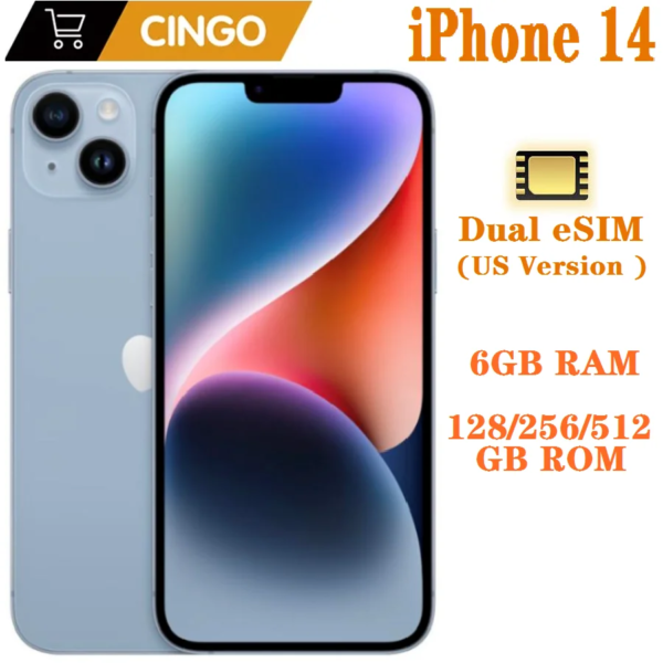 95% Nieuwe Apple iPhone 14 6GB RAM 128GB /256GB /512GB ROM Dual eSIM 6.1
