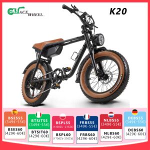 CMACEWHEEL K20 Elektrische fiets 20“ Fat Tire E-bike 48V 15Ah Batterij 7-Speed E Mountainbike Heren & Dames Koppel 70Nm - AliExpress 201355758