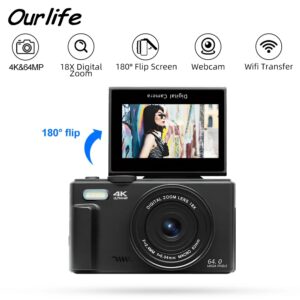 Compacte digitale fotografiecamera 4K 18X digitale zoom Vintage Vlog-videorecorder YouTube 180 ° Flip Screen Selfile WiFi-webcam - AliExpress 44