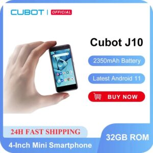 Cubot J10, Smartphone android 11, 4-inch scherm, mini phone, 32GB(128 GB uitgebreid), Dual SIM 3G, Face ID, 2350mAh batterij, goedkope ontgrendelde mobiele telefoons,mobile...