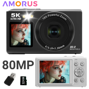 Digitale camera CCD Dual Screen draagbare digitale camera met 18X zoom 5K Vlogcamera 80MP CCD Selfie-camera met 64GB-kaart - AliExpress 44