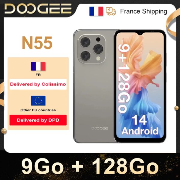 Doogee-smartphone N55, Android 14, 9 GB, 4 GB, 5 GB, 128 Go, gekwalificeerde herkenning Ontgrendelscherm IPS 90 Hz - AliExpress 509