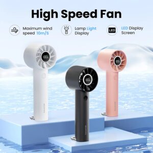 Draagbare miniventilator, handventilator met LED-display en zaklamp, 3 snelheden 2000 mAh USB oplaadbare batterijventilator - AliExpress 6