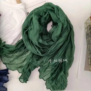 Effen kleur katoen linnen handgevoel sjaal retro herfst winter nieuwe geplooide groene dunne strook sjaal heren dames thermische zijde - AliExpress 200000297