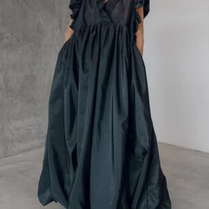Elegante dames geplooide jurk A-lijn losse ruches mouwloze zomer casual vintage mode V-hals zomerjurk voor dames - AliExpress 200000345