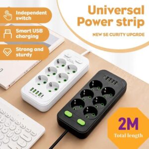 EU-stekker AC-uitgangen Multitap-aansluiting 2M verlengsnoer elektrische stekkerdoos met USB Type C snel opladen netwerkfilteradapter - AliExpress 44