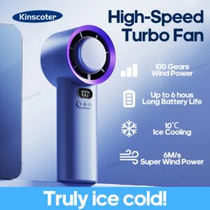 KINSCOTER Draagbare draagbare turboventilator, 100 windsnelheden, verstelbare mini-persoonlijke ventilator, op batterijen werkende elektrische wimperventilator - AliExpress 6