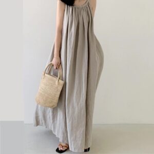 Realeft Zomer Katoen En Linnen Tank Lange Jurken Voor Vrouwen 2024 Nieuwe Vintage O-hals Mouwloze Strapless Jurk Vrouw - AliExpress 200000345