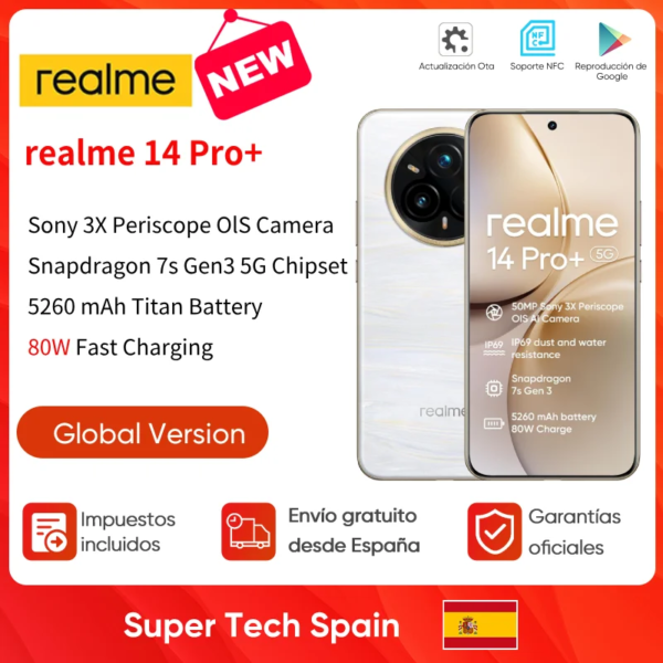 realme 14 Pro+ 5G mobiele telefoon Sony IMX896 OIS-camera 3X periscoop Leeuwebek ® 7s Gen 3-chipset 5260 mAh 50 MP 120 Hz 80 W opladen - AliExpress 509