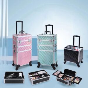 Rollende make-upkoffer 3-in-1 verwijderbare make-upkoffer Cosmetologiekoffer op wielen Afsluitbare make-uptrolley met grote capaciteit voor salon - AliExpress 1524