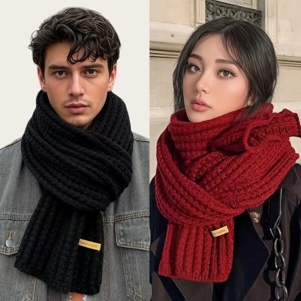 Unisex Dikke Gebreide Wollen Sjaal Winter Warm Zacht Effen Kleur Kasjmier Halsdoek voor Vrouwen En Mannen Zwart Joker Studenten Sjaals - AliExpress 200000297