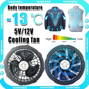 Ventilador de refrigeración de 5/12V para chaleco de aire acondicionado, ropa de aire acondicionado, ventilador fresco portátil de 5V para trabajo de alta temperatura, chaleco...