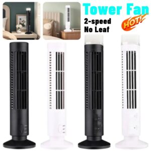 Ventilador de torre de escritorio sin aspas, ventilador eléctrico portátil, Enfriador de aire, aire acondicionado de refrigeración de 2 velocidades de viento, ventilador de pie...