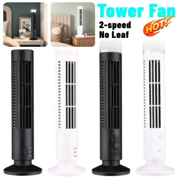 Ventilador de torre de escritorio sin aspas, ventilador eléctrico portátil, Enfriador de aire, aire acondicionado de refrigeración de 2 velocidades de viento, ventilador de pie...