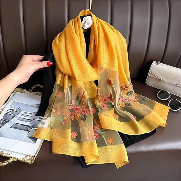 Vrouwen Zijde Wollen Sjaal Bloemen Borduren Hijab Vrouwelijke Foulard Lente Zomer Dunne Pashmina Sjaals Wraps Bufanda Hoofddoek Stola - AliExpress 200000297