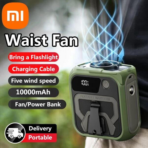 Xiaomi draagbare tailleventilator, oplaadbare koeling, draagbare clip, lichaamsriem, shirtventilatoren, hangend met licht voor kamperen, buiten, binnen - AliExpress 6