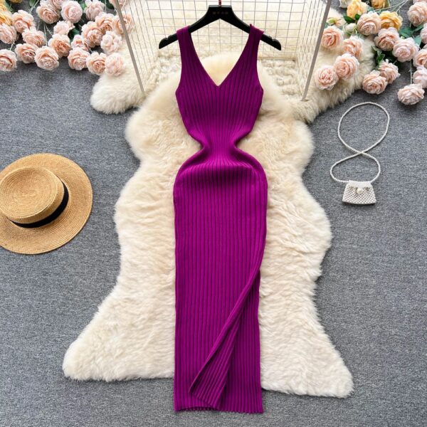 YuooMuoo Chic Fashion Sexy Wrap Heupen Split Gebreide Herfst Jurk Vrouwen Slanke Elastische Bodycon Lange Jurk Streetwear Outfits Vestido - AliExpress 200000345